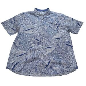Tommy Bahama Shirt Men XL  Blue Floral Nova Wave Seersucker Camp Hawaii